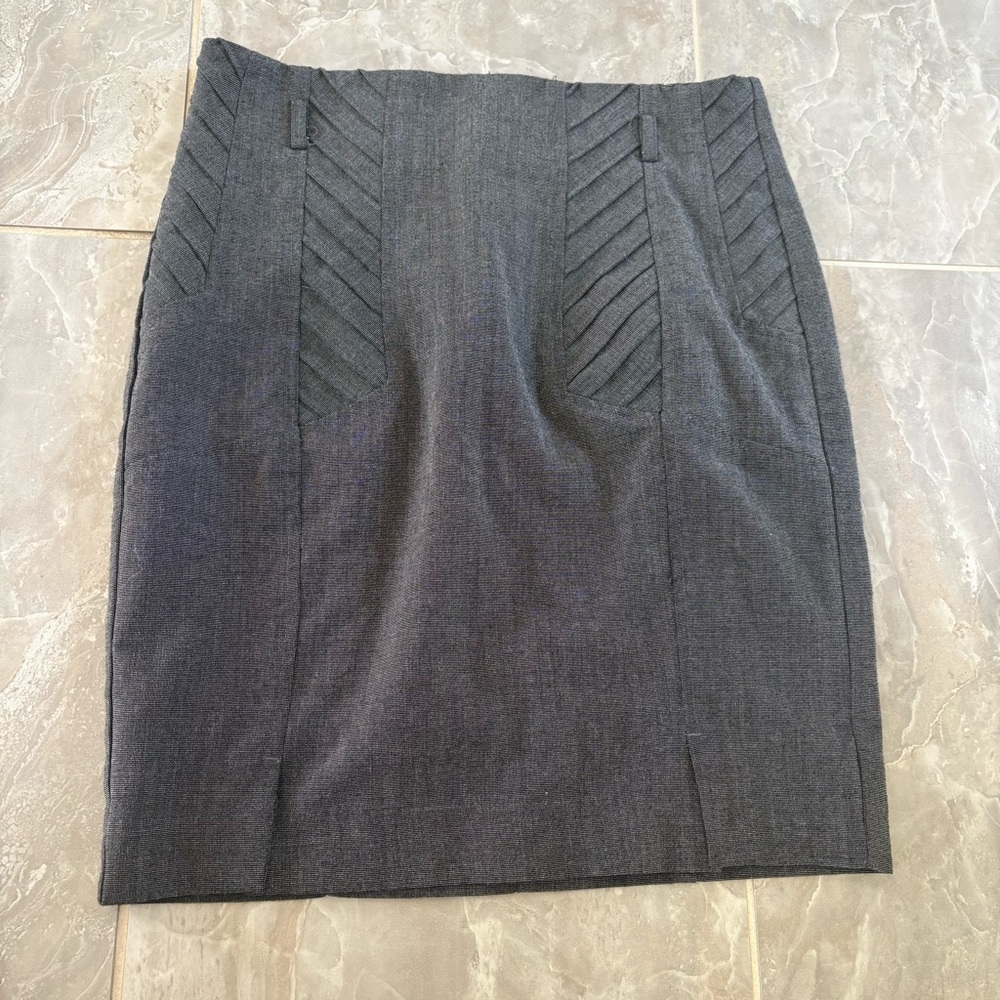 Vtg XOXO Pencil Skirt Gray Sz Pleated Detail Sz 1/2 Y2K Classic Career‎ 90s